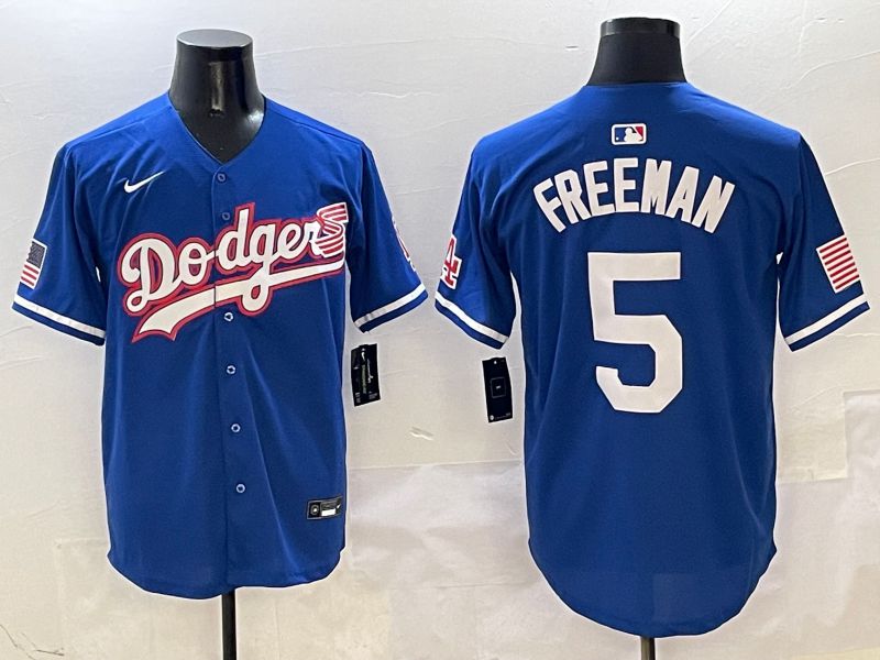 Men Los Angeles Dodgers 5 Freeman Blue Second generation Joint Name Nike 2025 MLB Jersey style 1